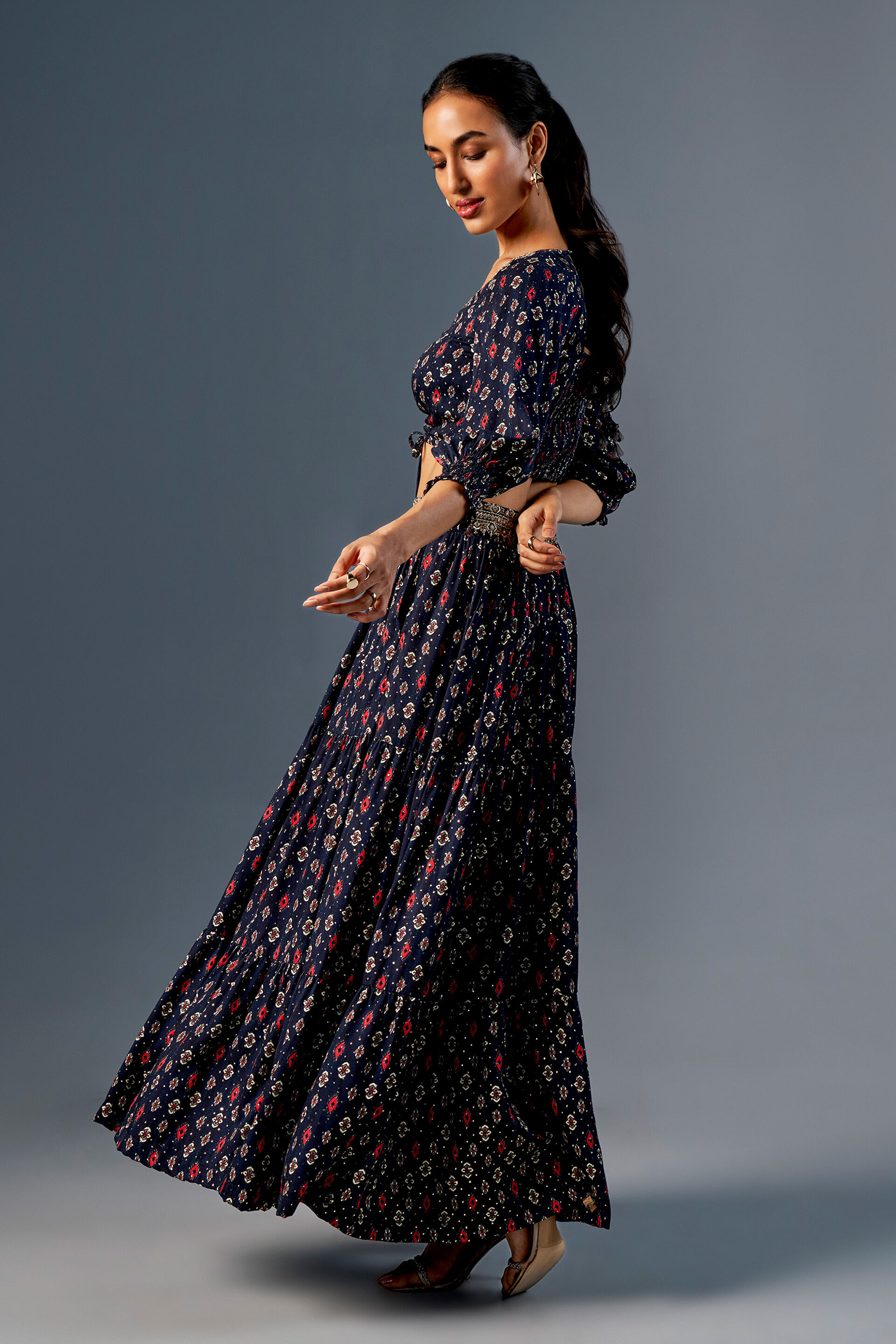 Navy Blue Gher Love Skirt Set, Navy Blue, image 3